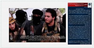 Left: A scene from an ISIS video showing a French-speaking terrorist operative calling for more attacks in France (Al-Jazeera, November 13, 2015). Right: ISIS's claim of responsibility for the terrorist attack in Paris (Akhbar al-Muslimin, November 14, 2015).